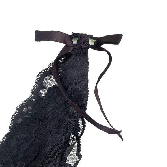 Vintage 80’s 90’s Black Lace Teddy One Piece Bodysuit Lingerie Small Hi-Cut - Picture 9 of 10